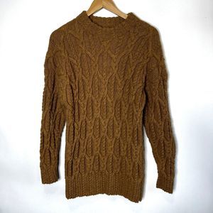 Bonz Sweater Alpaca Chunky Knit Long Fit Thick Heavy Brown Women's Medium